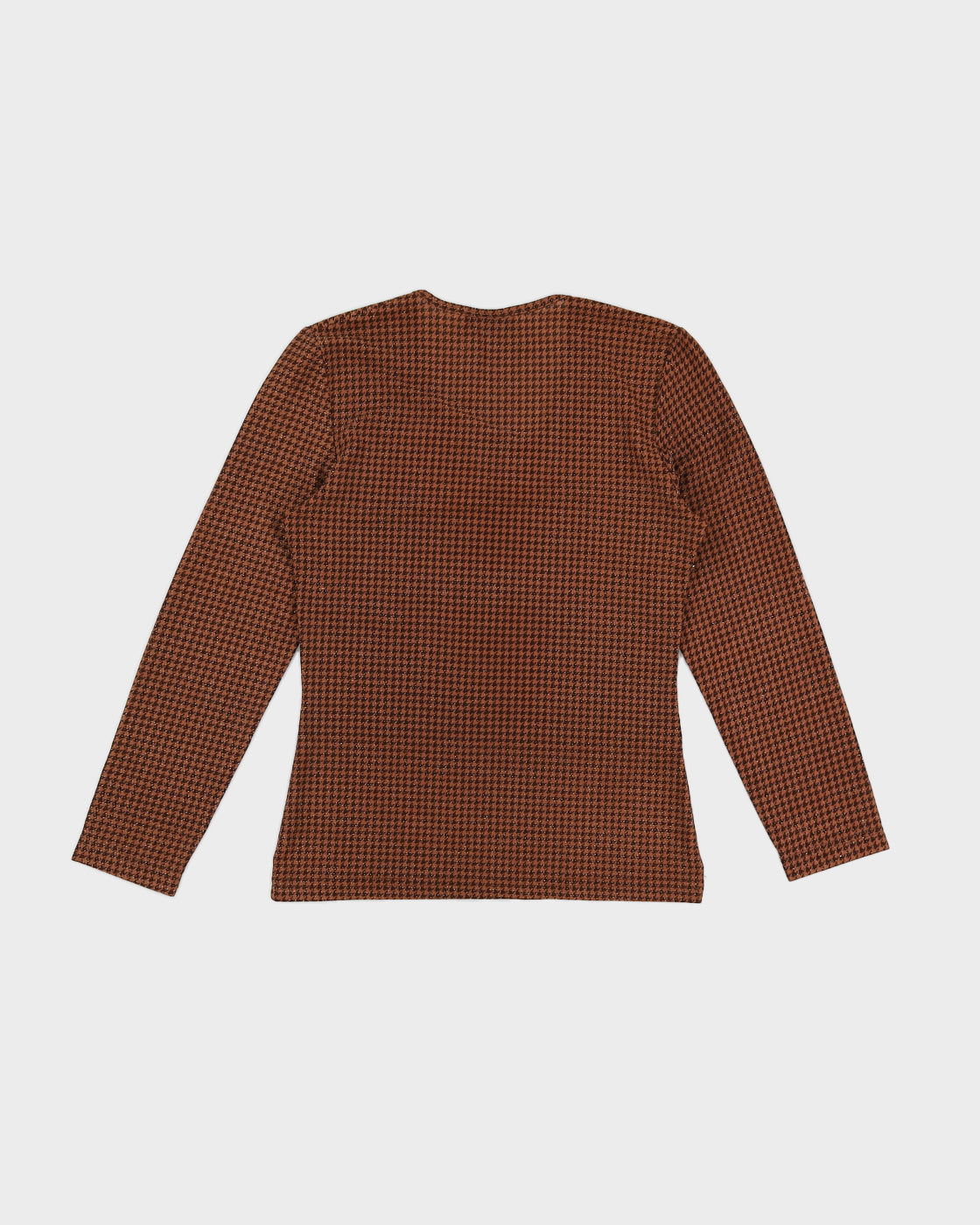 Y2K 00s Vie Ta Vie Glittery Houndstooth Brown Top - S/M