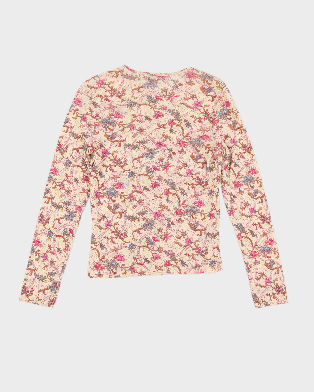 Y2K 00s Kookai Paisley Floral Mesh Top - M