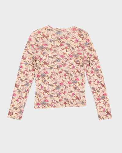 Y2K 00s Kookai Paisley Floral Mesh Top - M