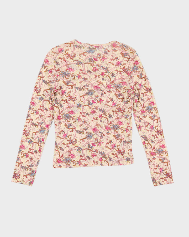 Y2K 00s Kookai Paisley Floral Mesh Top - M