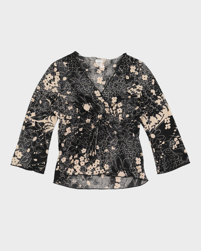 Y2K 00s Suzy Shier Floral Top With Waist Tie - M/L