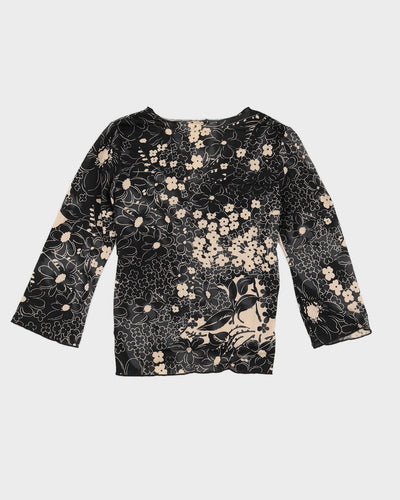 Y2K 00s Suzy Shier Floral Top With Waist Tie - M/L