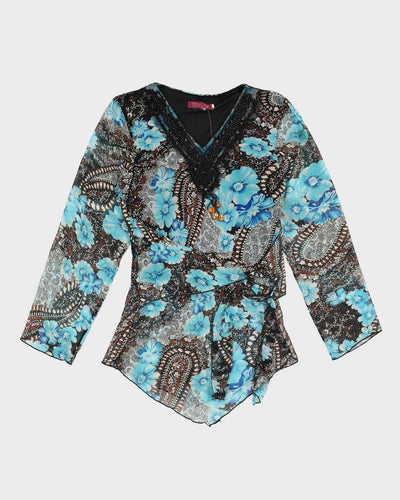 Y2K 00s Yali Floral Beaded Tunic - M/L