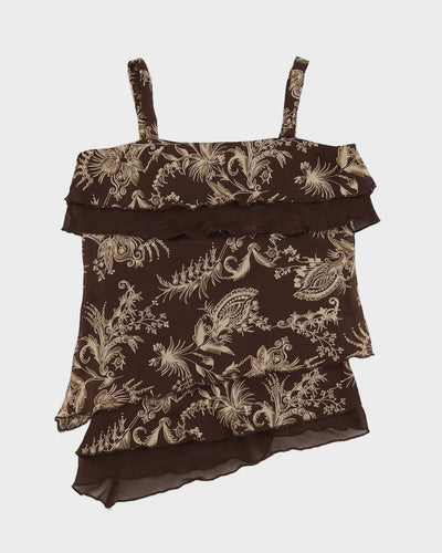 Y2K 00s Jessica Brown Floral Frilly Cami Top - M