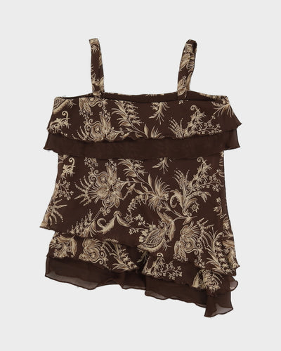 Y2K 00s Jessica Brown Floral Frilly Cami Top - M