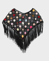 Y2K 00s Black Crochet Poncho Top - S