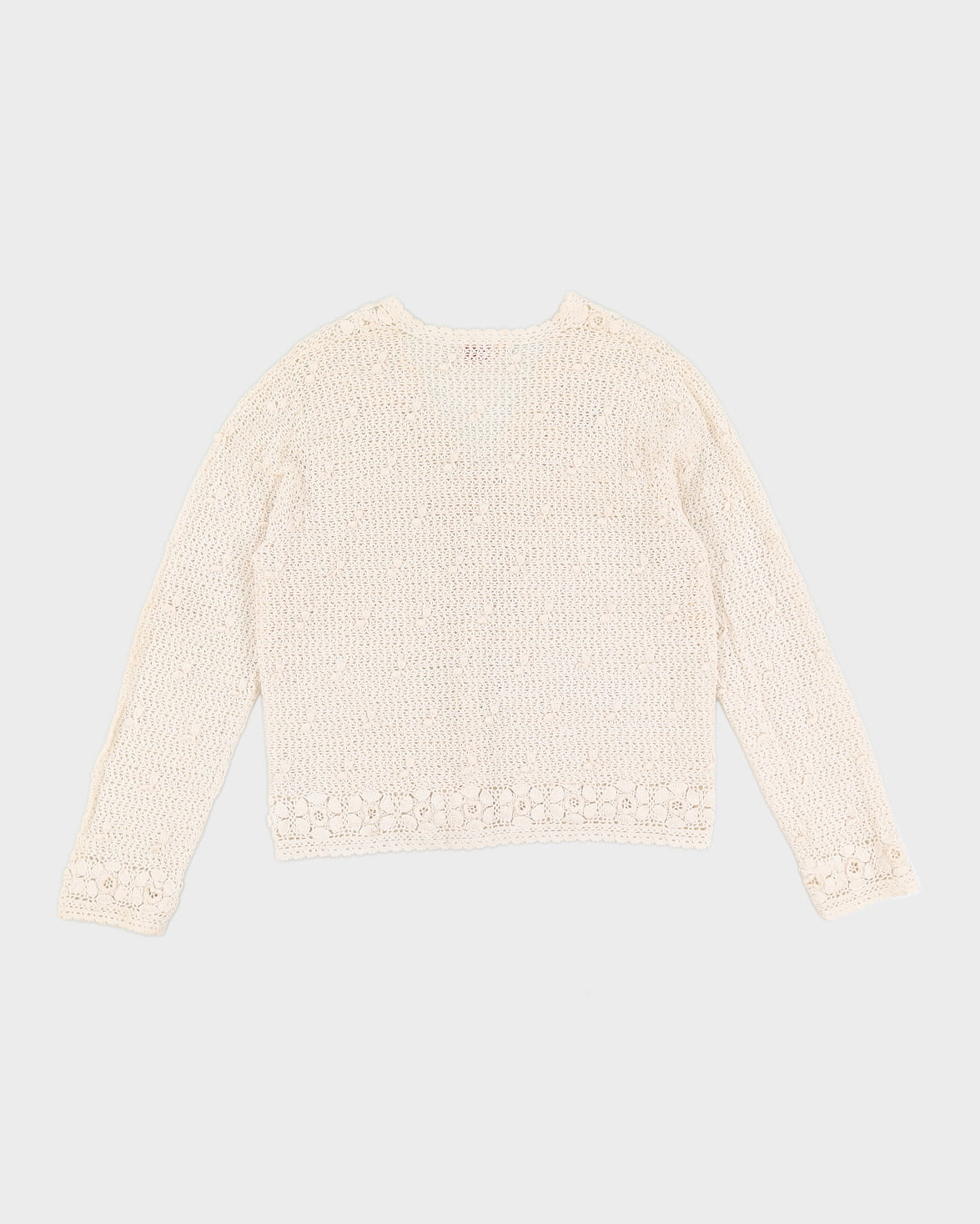 Vintage 70s Cream Crochet Cardigan - S/M
