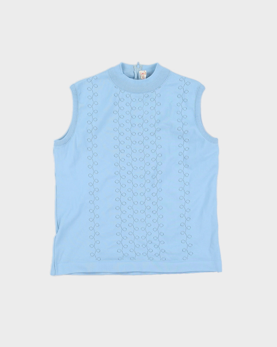 Vintage 70s Diament Knits Blue Vest Top - L