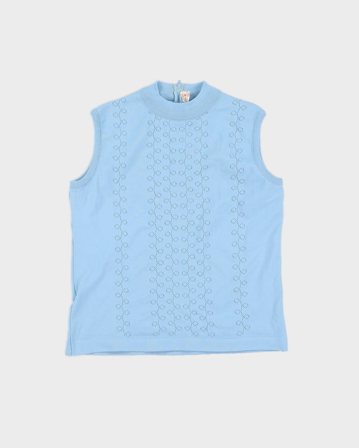 Vintage 70s Diament Knits Blue Vest Top - L