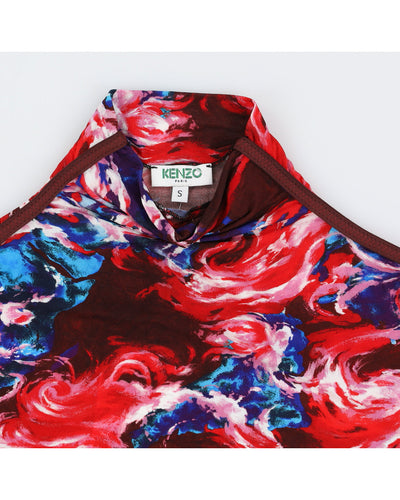 Kenzo Red & Blue Floral Mesh Top - S