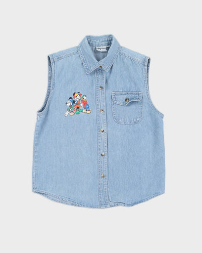 Vintage 90s Disney Sleeveless Denim Shirt - M