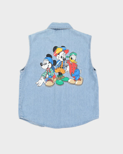 Vintage 90s Disney Sleeveless Denim Shirt - M