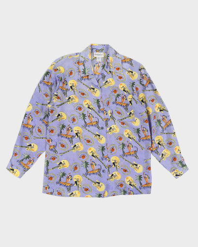 Vintage 90s Benjudy's Silk Hawaiian Blouse - S