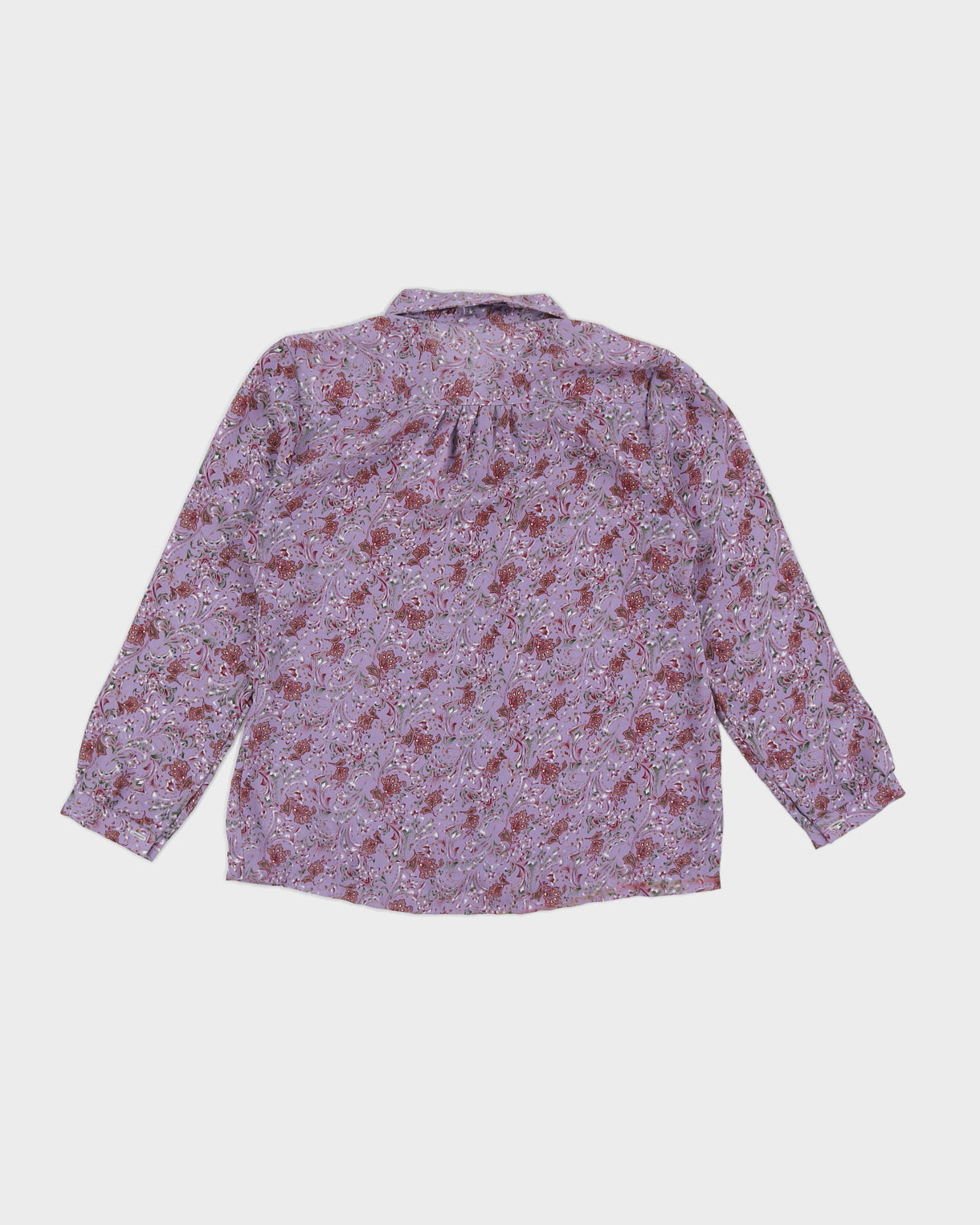 Vintage 90s Cheung Hing Purple Paisley Blouse - M