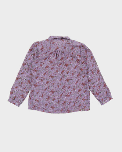 Vintage 90s Cheung Hing Purple Paisley Blouse - M