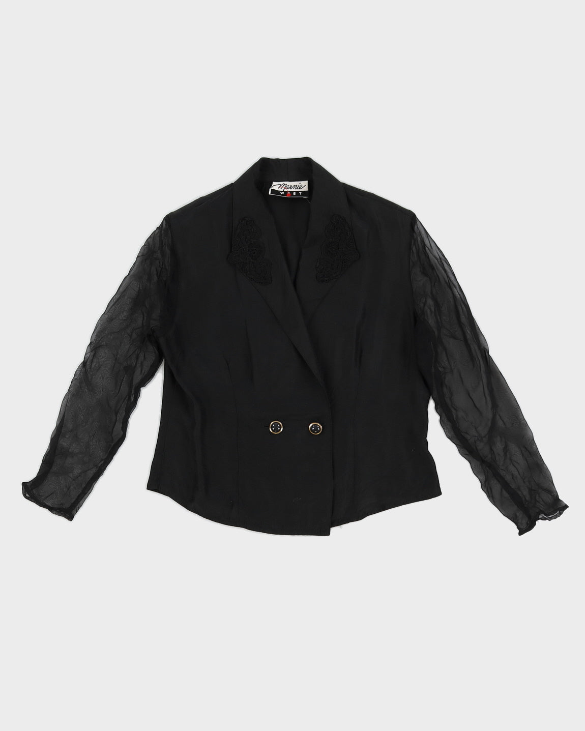 Vintage 80s Marnie West Black Blazer Style Top - M