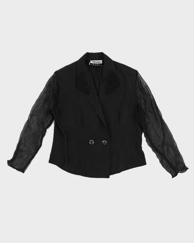 Vintage 80s Marnie West Black Blazer Style Top - M