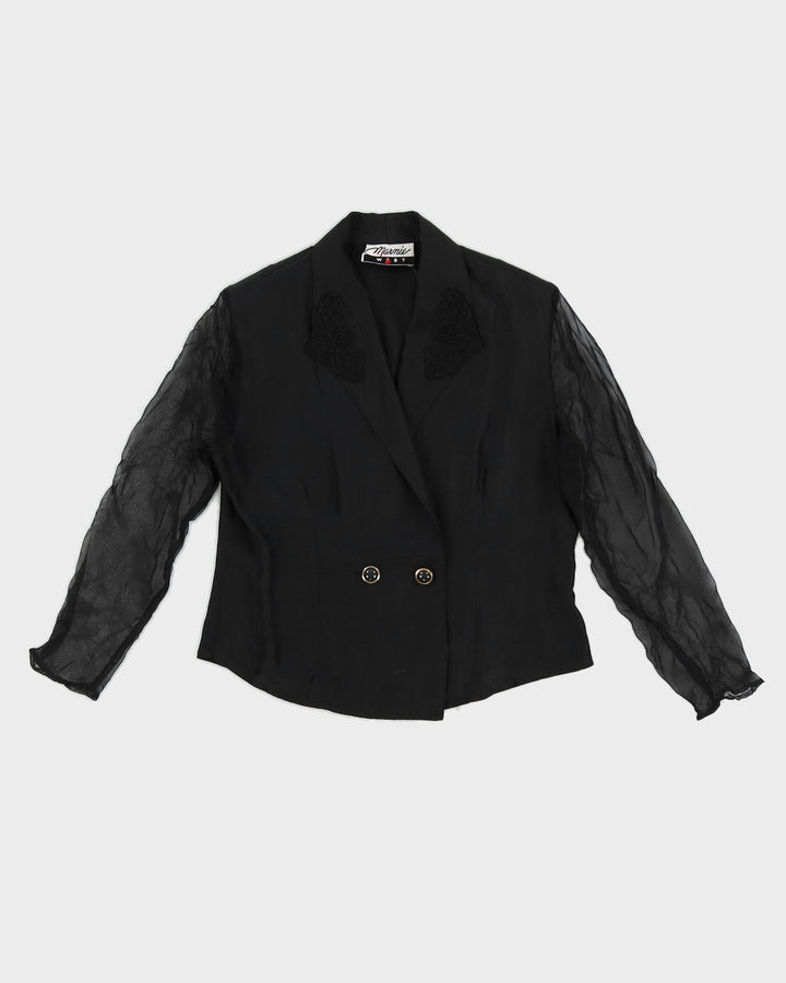 Vintage 80s Marnie West Black Blazer Style Top - M