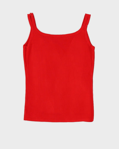 Y2K 00s Bebe Red Diamante Tank Top - S/M