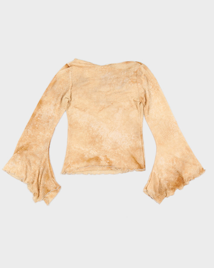 Orange Sparkly Y2K Flare Sleeve Top - XS