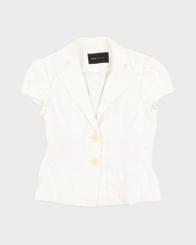 Y2K White Fitted Blouse - S