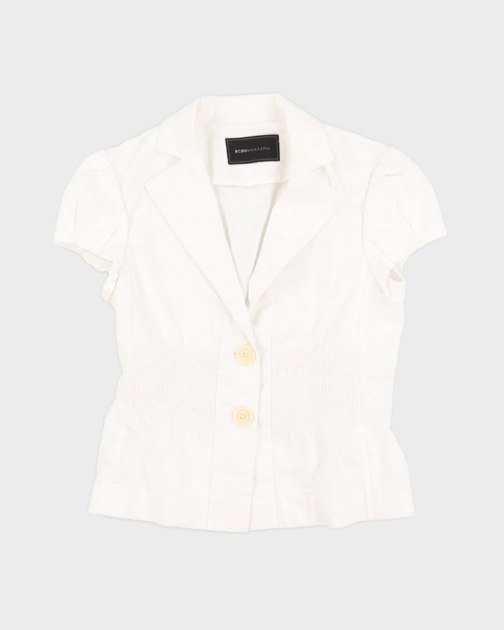 Y2K White Fitted Blouse - S