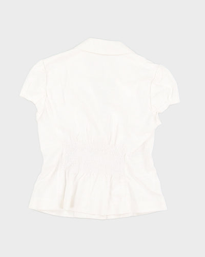 Y2K White Fitted Blouse - S