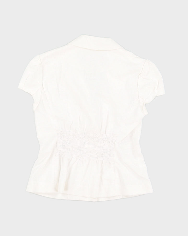 Y2K White Fitted Blouse - S