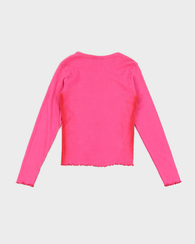 Pink Y2K Butterfly Long Sleeved Top - XS