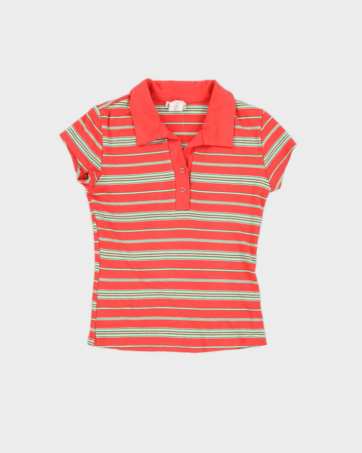 Vintage 90s Rags In Motion Stripe Polo Top - S/M