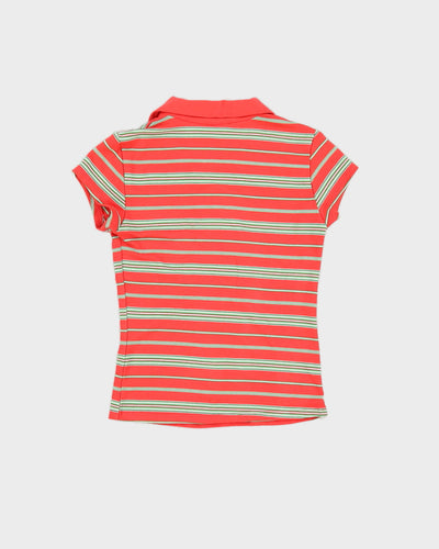 Vintage 90s Rags In Motion Stripe Polo Top - S/M