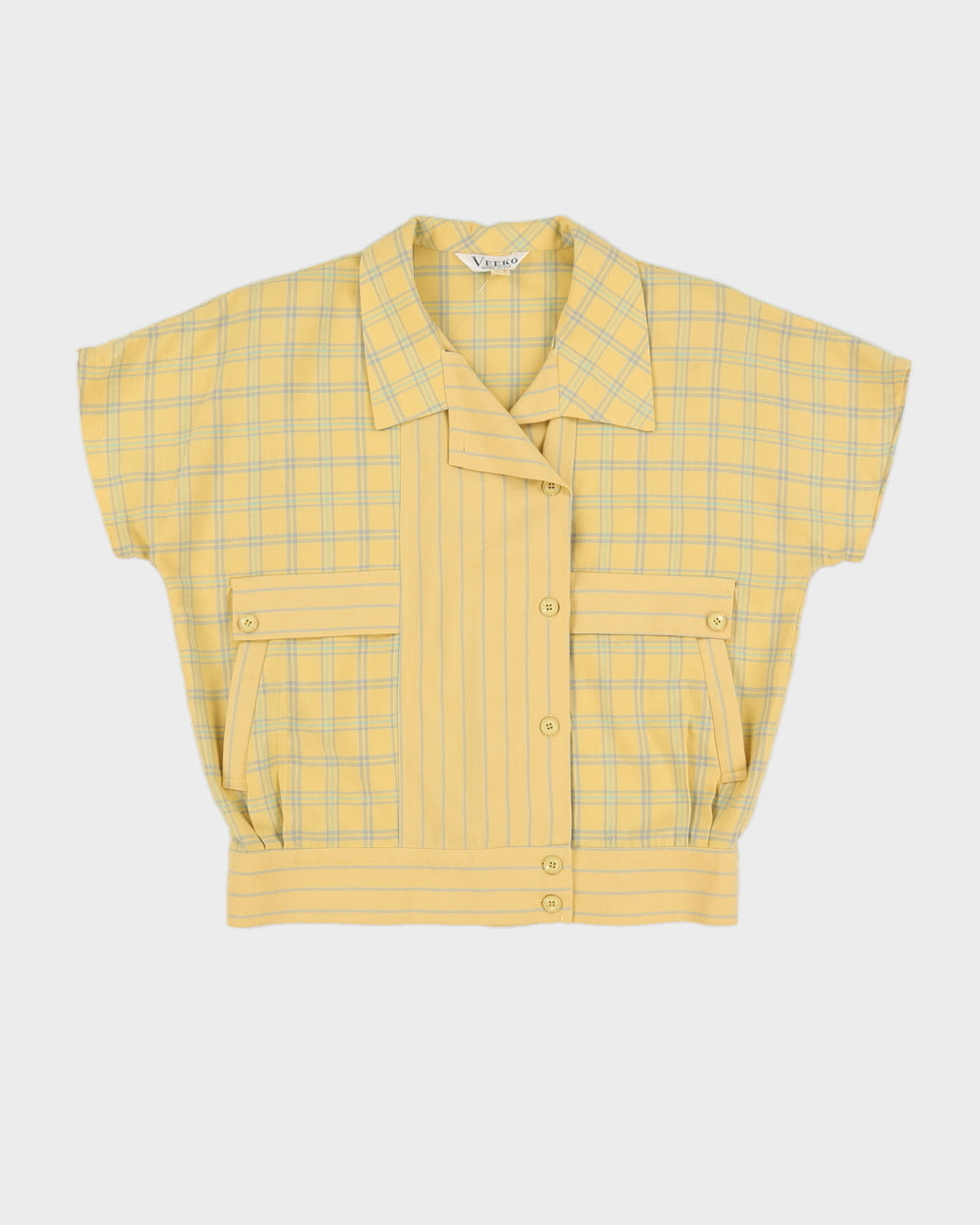 80s Yellow Checked Blouse - M