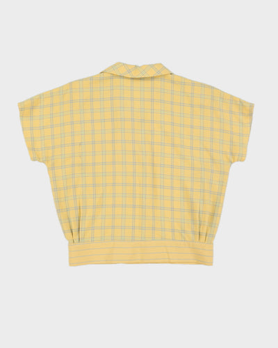 80s Yellow Checked Blouse - M