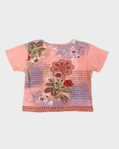 Vintage 90s Floral Beaded Baby Tee - L/XL