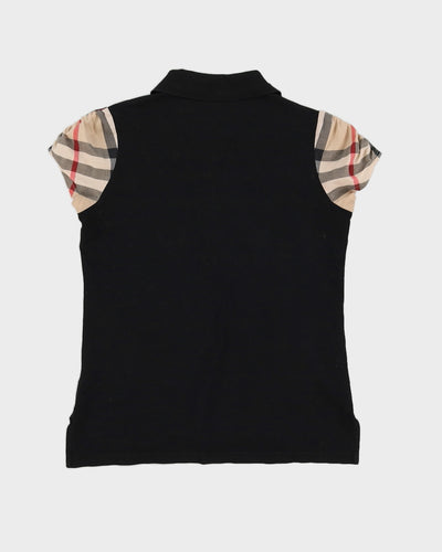 Burberry Brit Women's Polo Top With Nova Check Sleeves - S/M