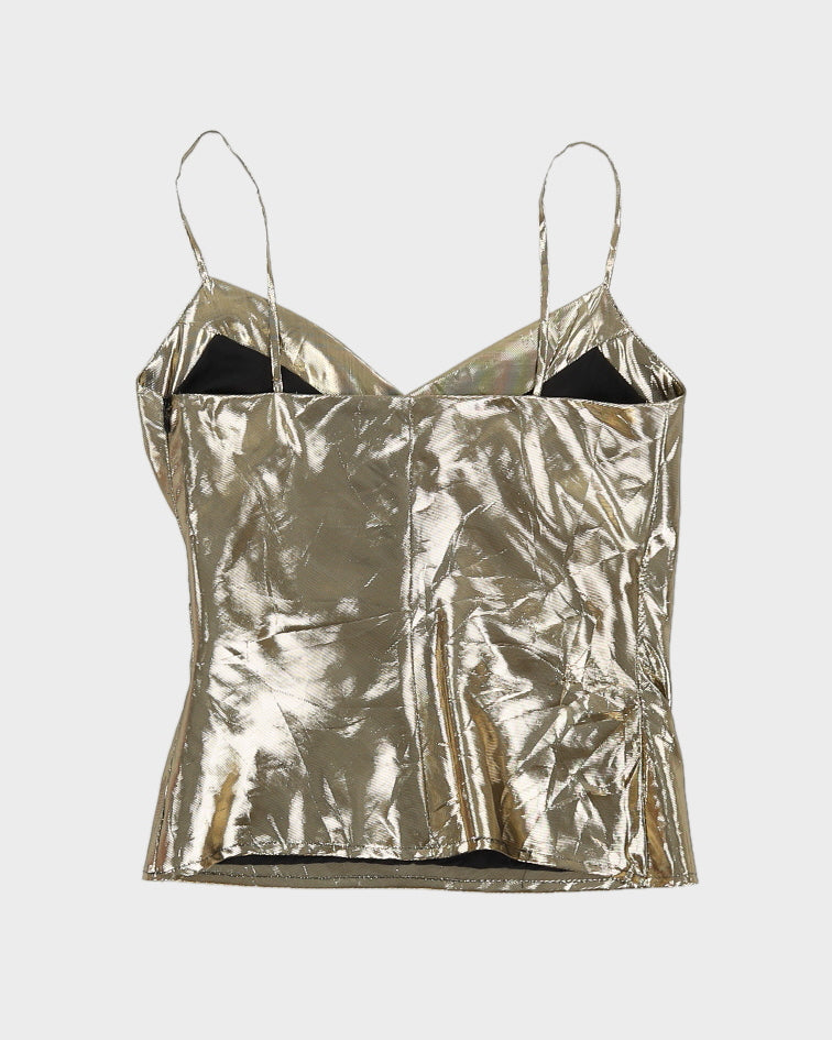 Vintage 80s Sung Sport By Alfred Sung Gold Metallic Top - M
