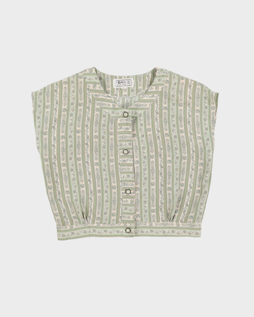 Vintage 70s Lung T Tokyo Paisley Button Up Blouse - S/M