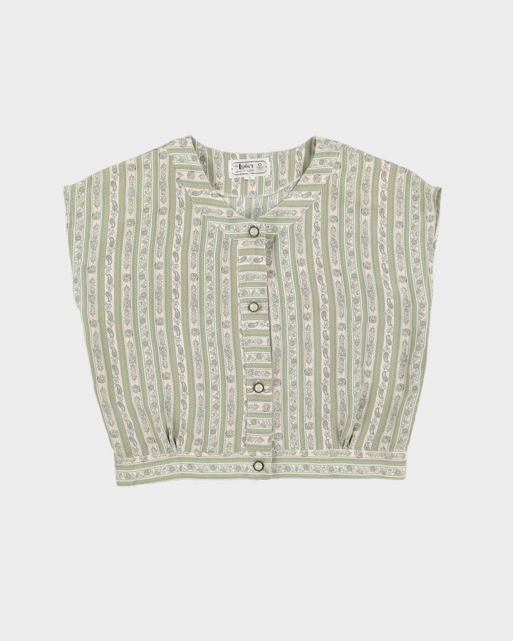 Vintage 70s Lung T Tokyo Paisley Button Up Blouse - S/M