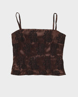 Vintage 90s Francesca Mammoliti Brown Sateen Floral Cami - S/M