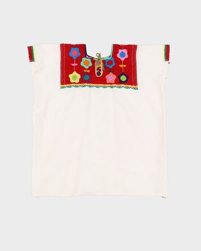 White Embroidered Smock Top - L