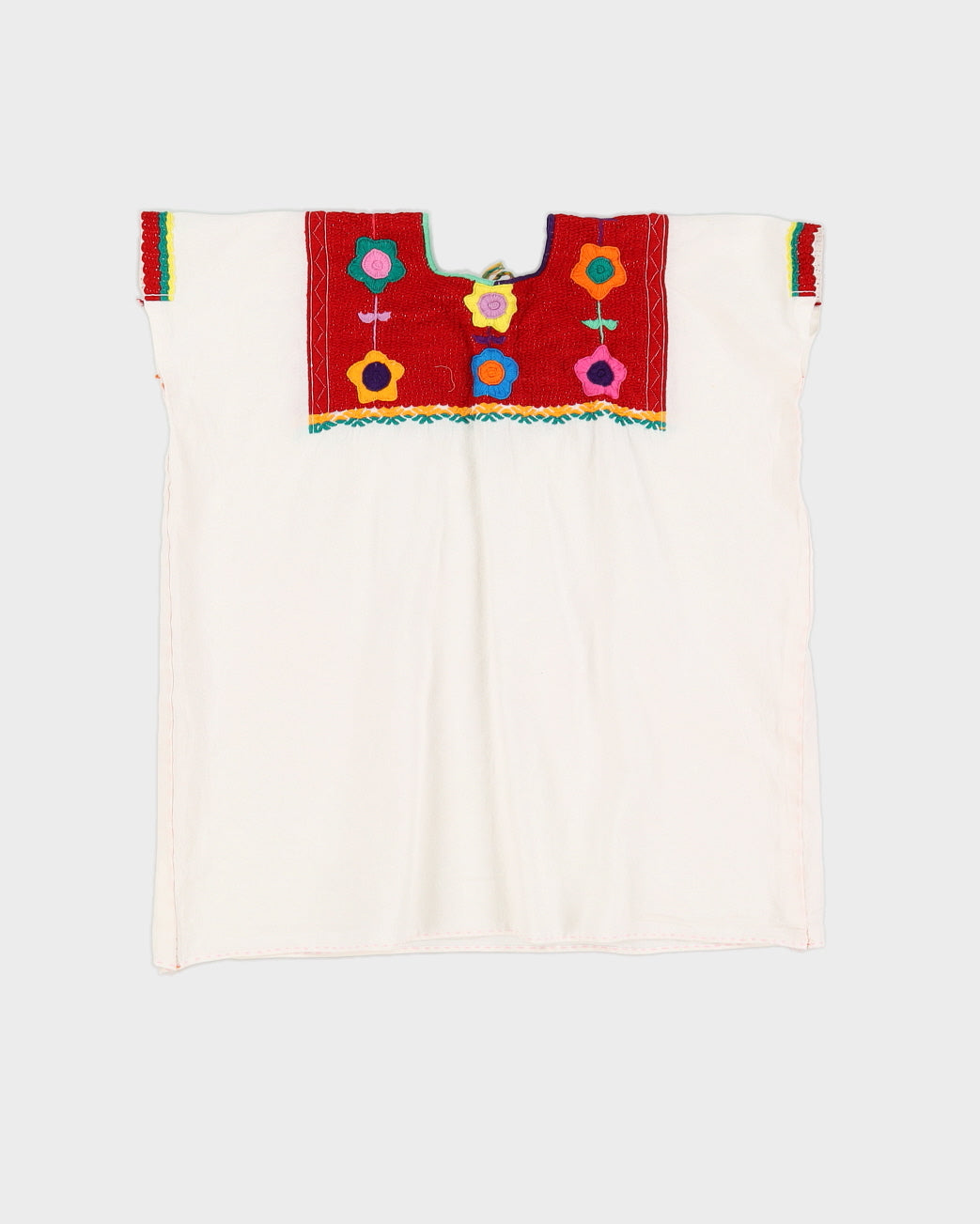 White Embroidered Smock Top - L