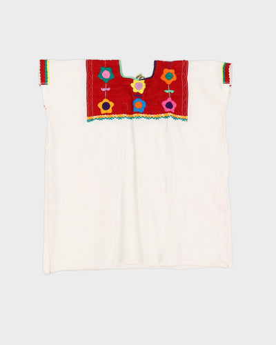 White Embroidered Smock Top - L