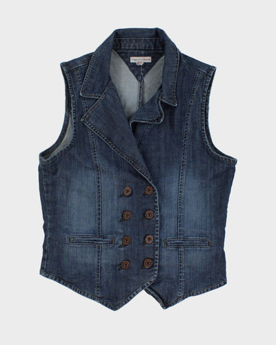 Y2K 00s Tommy Hilfiger Double Breasted Denim Waistcoat - M