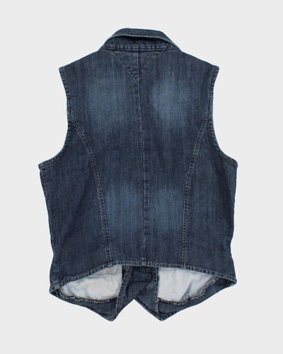 Y2K 00s Tommy Hilfiger Double Breasted Denim Waistcoat - M