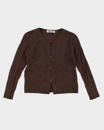 Y2K 00s Brown Knit Cardigan With Button Detail - M