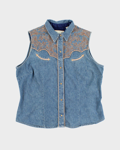 Vintage 90s Ropey Women's Blue Denim Western Shirt - L/XL