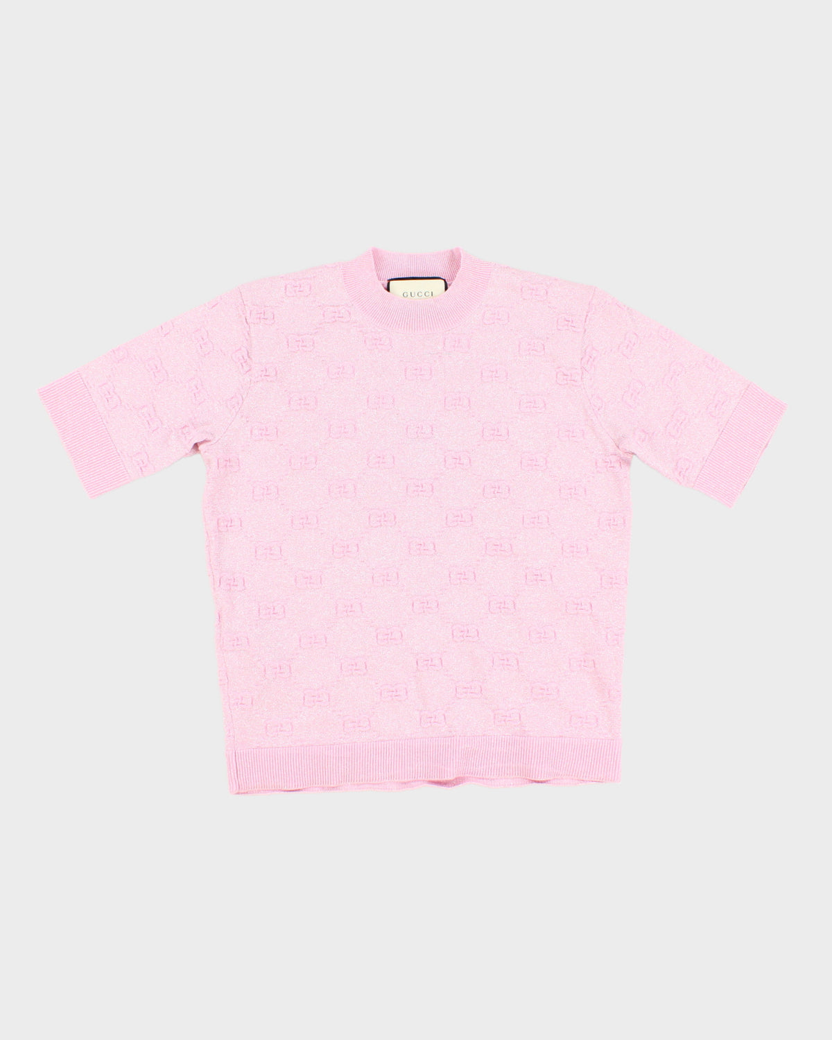Gucci Pink Glittery Knit Sweater Top - S