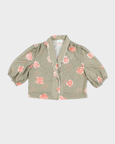 Vintage 60s Sandy Petites Montreal Floral Cropped Blouse - M