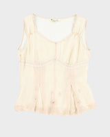 Vintage 00s Anna Lice Cream Beaded Top - M/L