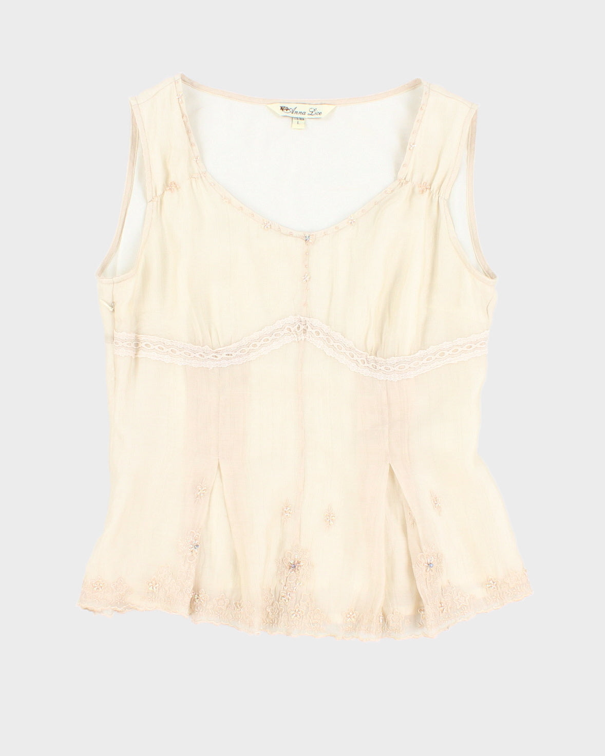 Vintage 00s Anna Lice Cream Beaded Top - M/L